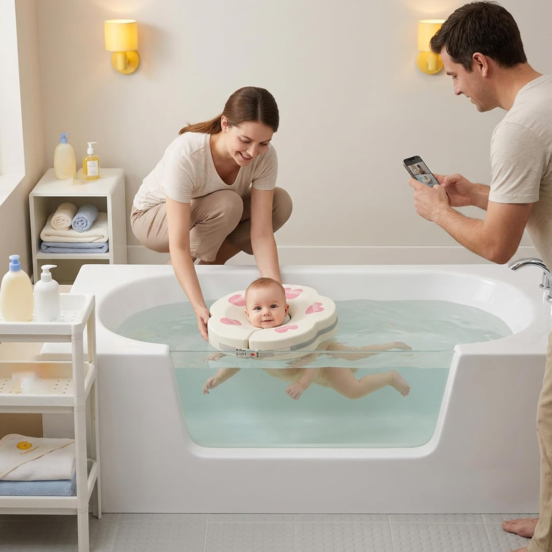 Baby-Halsschwimmer für 0–6 Monate – Verstellbarer und sicherer Schwimmschwimmer mit weichem Kragende