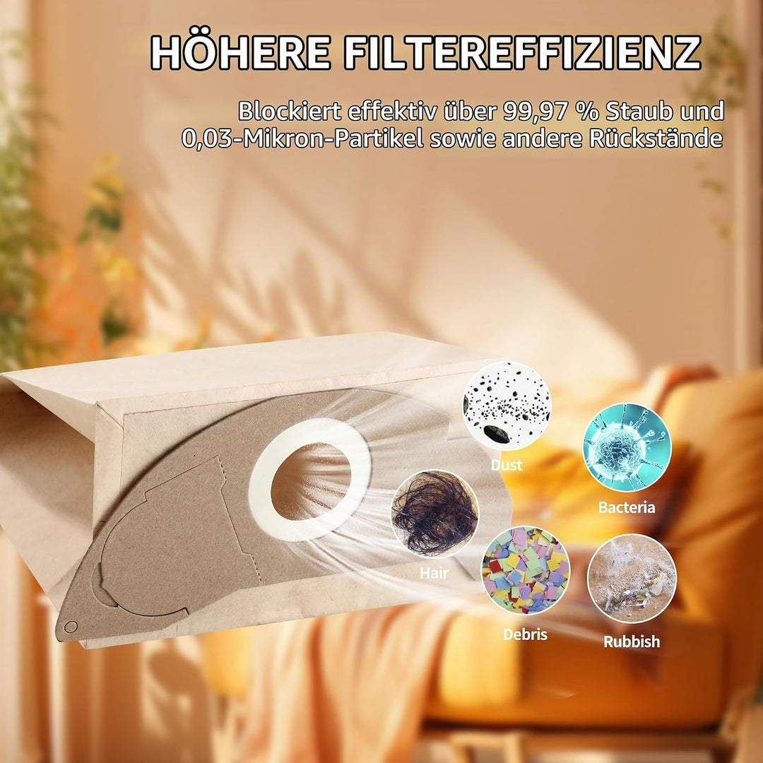 20 stück Staubsaugerbeutel für Kärcher WD2,Ersatzbeutel,Beutel 6.904-322.0,Passend für Kärcher WD2 P