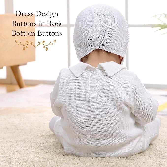 Booulfi Taufe Outfits für Jungen Baby Taufe Outfit Neugeborenes Srping Sommer gestrickt Pullover Str