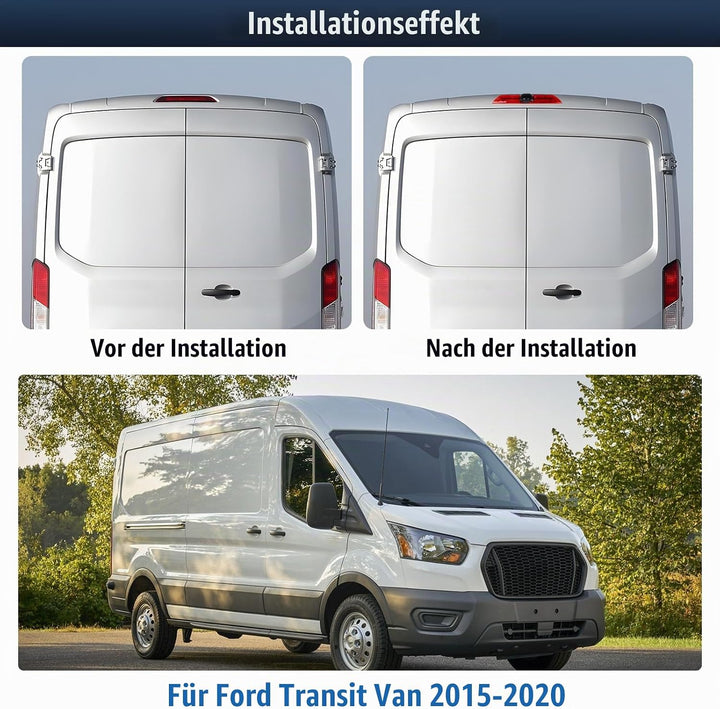 CAMECHO 720P HD Rückfahrkamera Ford Transit Van 2015-2020, 140° Weitwinkel, IP67 wasserdicht, Nachts
