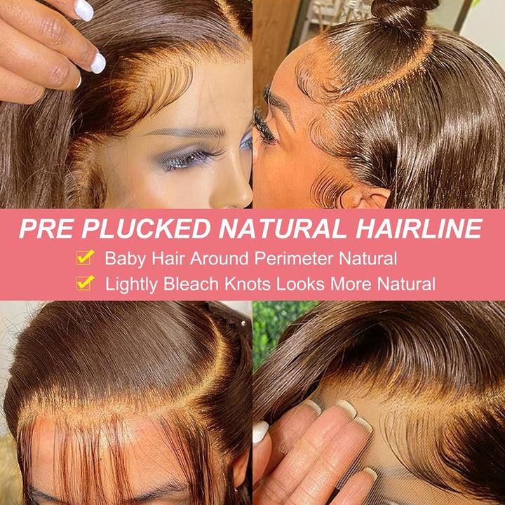 Echthaar Perücke 13x4 Lace Front Wig Human Hair Chocolate Brown Perücke Damen Straight human hair Wi