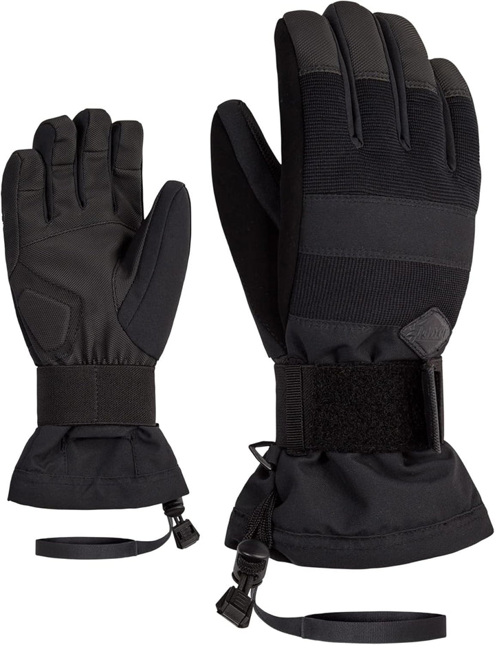 Ziener Kinder Manu Snowboard-Handschuhe/Wintersport | wasserdicht, atmungsaktiv Protektor M Schwarz,