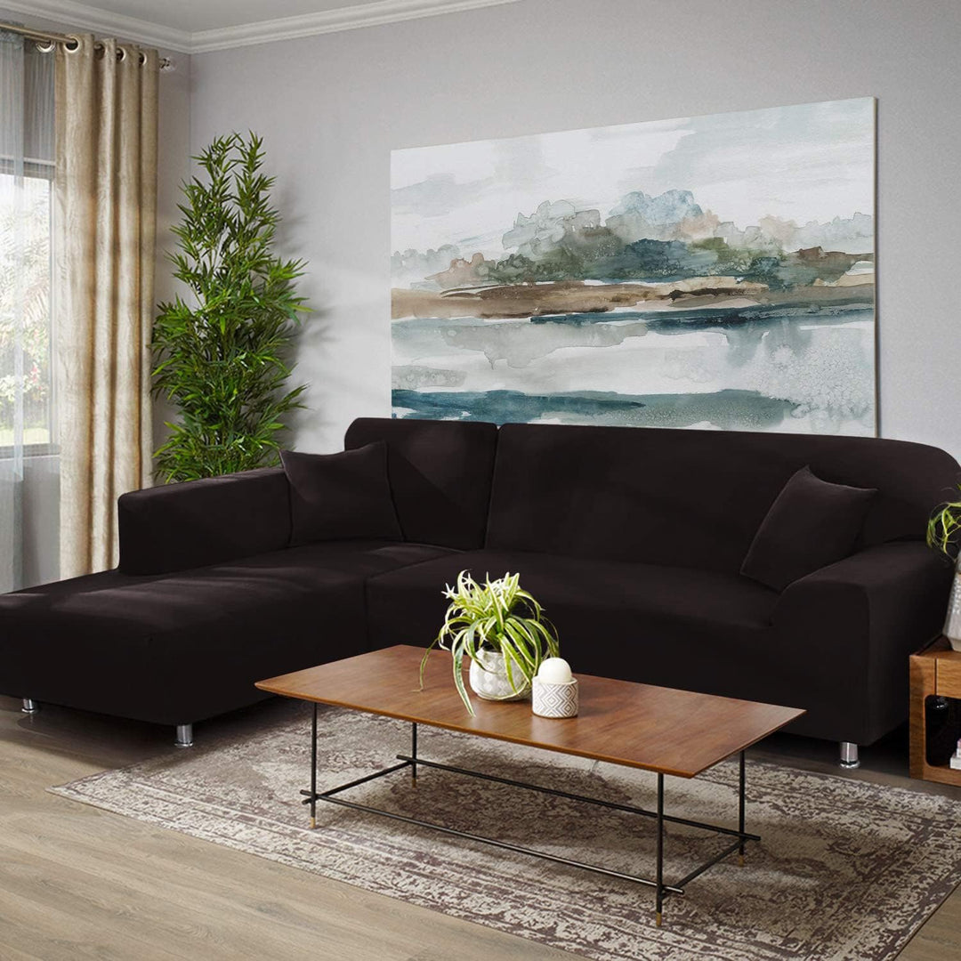 ShowyLive Sofa Überzug Couch Überzug 2er Set für Ecksofa L-Form Sofabezug 3 Sitzer+3 Sitzer, mit 2 S