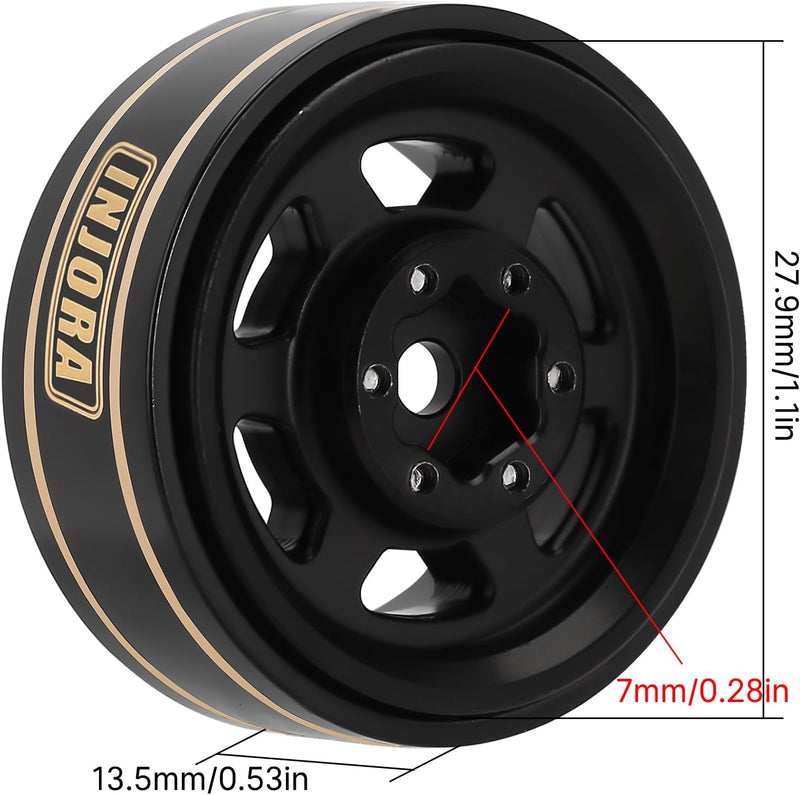 INJORA 1.0 Plus Messing Beadlock Felgen 43g/Stück 6-Speichen Felgen für TRX4M SCX24 FCX24 1/24 1/18