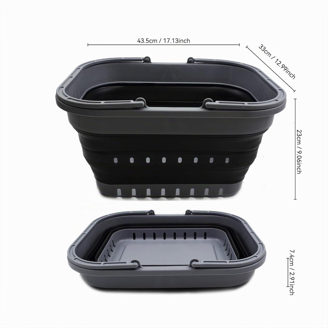 SAMMART 19L Collapsible Tub with Handle - Portable Outdoor Picnic Basket/Crater - Foldable Shopping