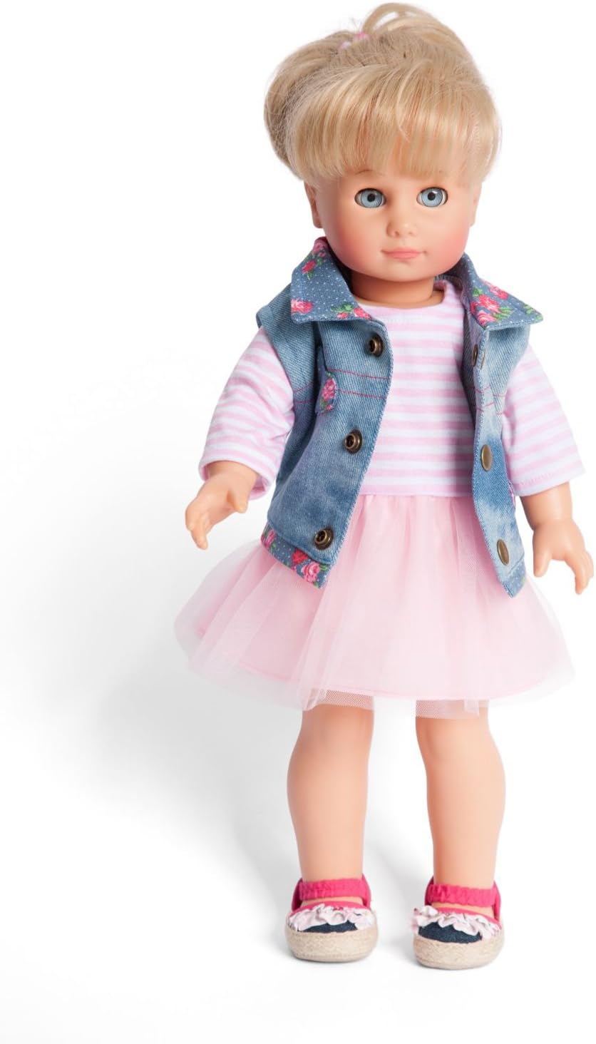 Heless 2550 - Bekleidungs-Set für Puppen, 2 teilig mit Tüllkleid und Jeansweste, Grösse 35 - 45 cm T