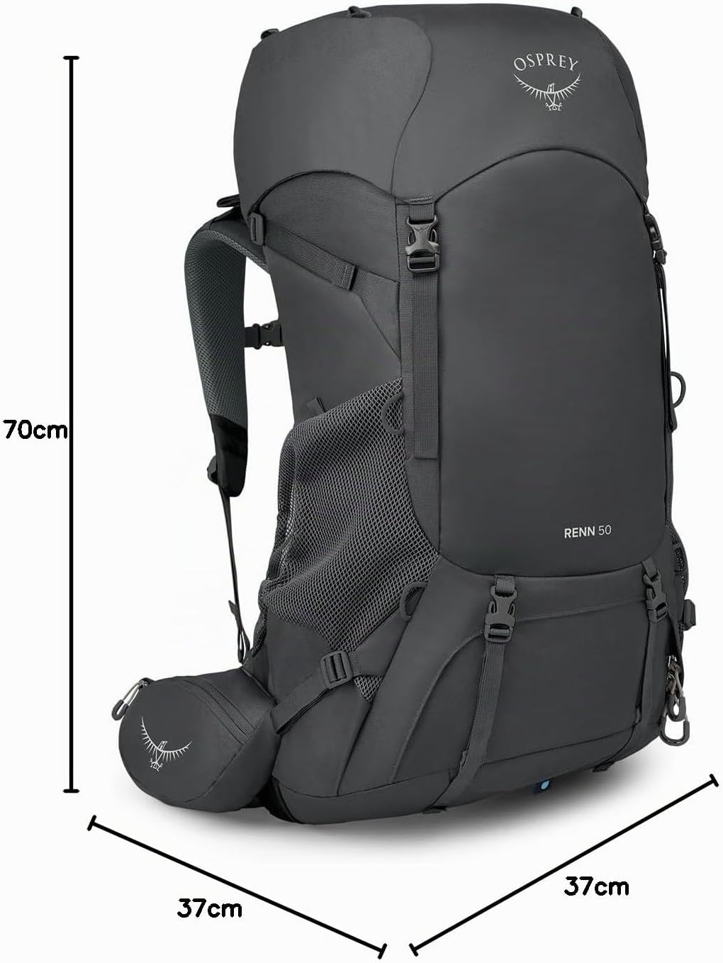 Osprey Renn Unisex Rucksack Dark Charcoal/Gray Wolf O/S - Fassungsvermögen 50L, Dark Charcoal/Gray W