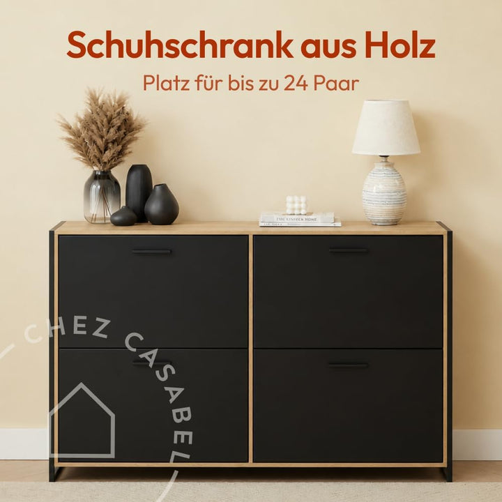 CASABEL Schuhschrank, industriell, 24 Paar – Doppelfach – Schrank mit grossem Fassungsvermögen für E