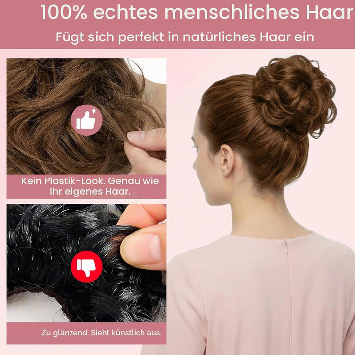 S-noilite Echthaar Messy Bun mit klammer Natürliches Haarteil für Dutt und Hochsteckfrisuren - Claw