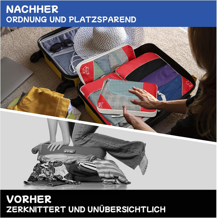 5-teilig Kompressions Packwürfel Set für Reisen, Compression Packing Cube zur Organisation Ihres Rei