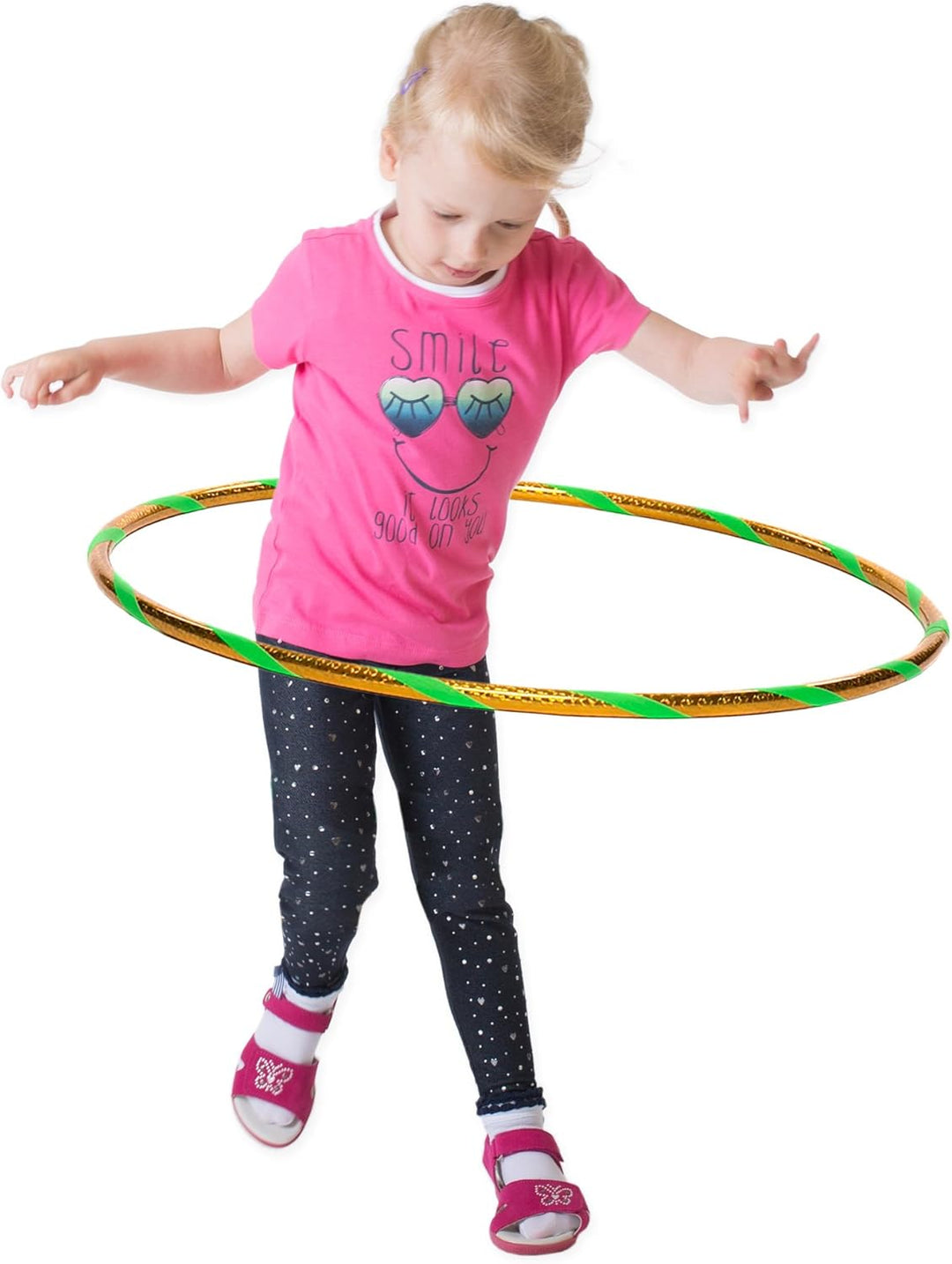 Funny Kinder Hula Hoop Reifen mit Hologramm-Muster Ø70cm Hologramm-Gelb-Grün, Ø70cm Hologramm-Gelb-G
