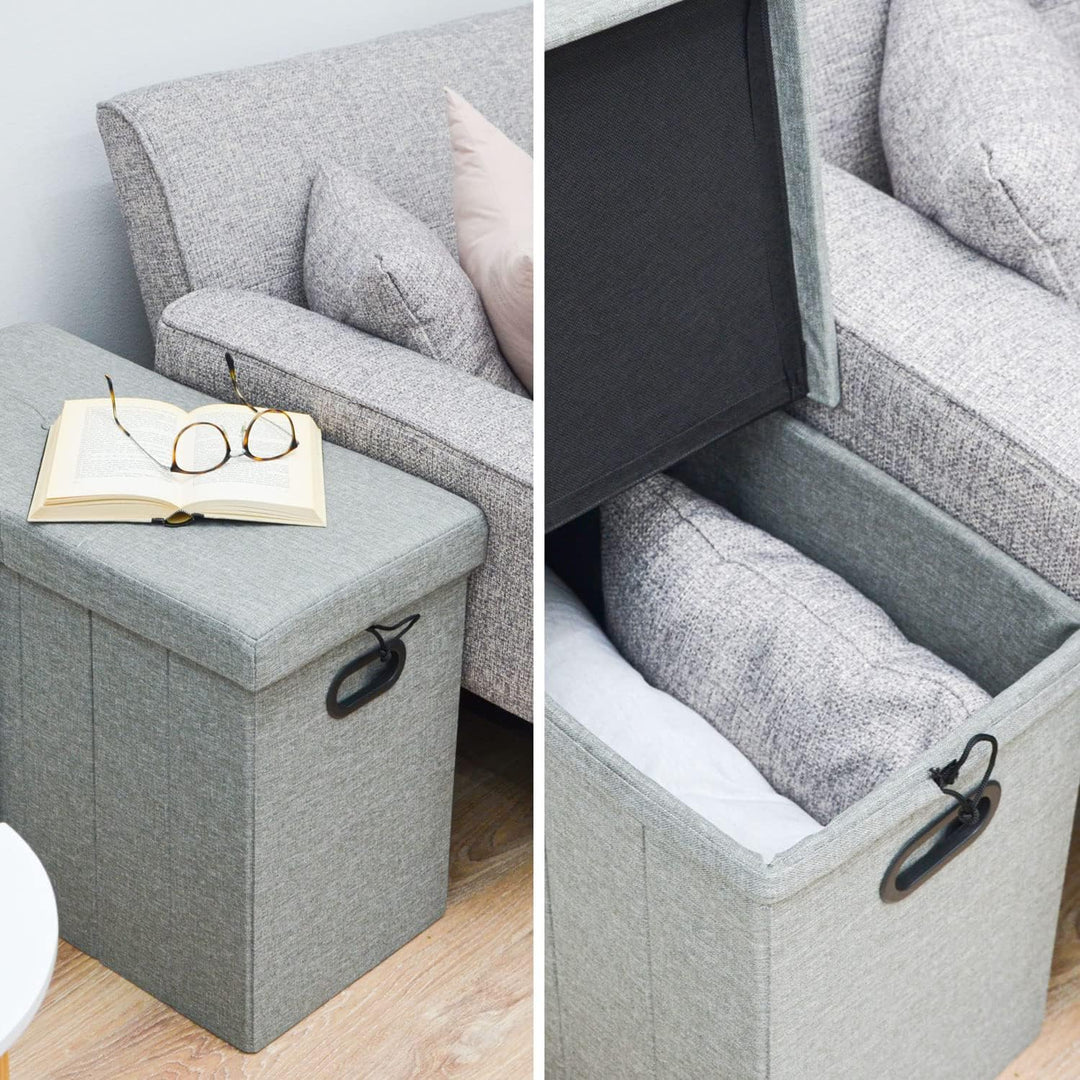 DuneDesign 85 Liter Wäschekorb mit Deckel & Wäschesack - 62x31 Wäschekorb mit Sitzfunktion - Faltbar
