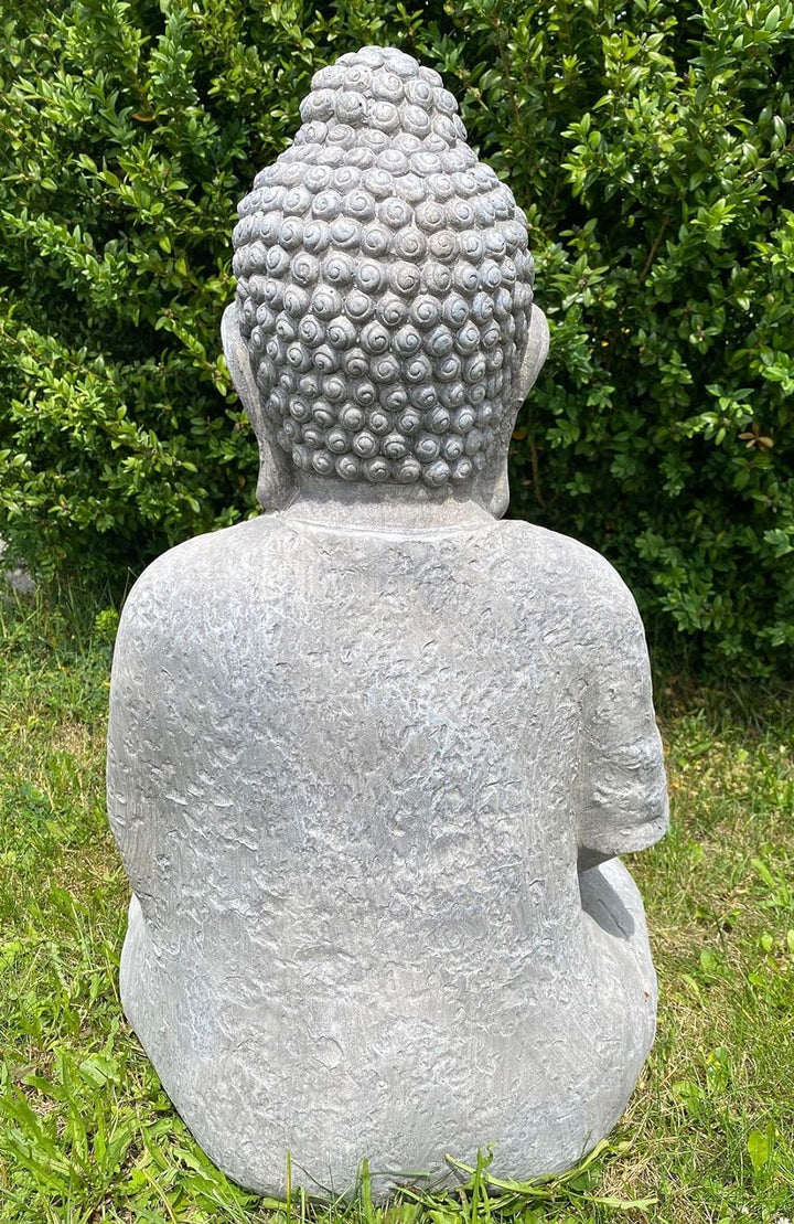 Worldconnection XXL Grosser Buddha 62 cm aus Polyresin (ähnlich Einer Steinfigur) Garten Deko Figur