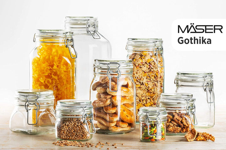 MÄSER 925338 Gothika, Einmachgläser klein, made in Germany, 6er Set à 500 ml, Vorratsgläser mit Deck