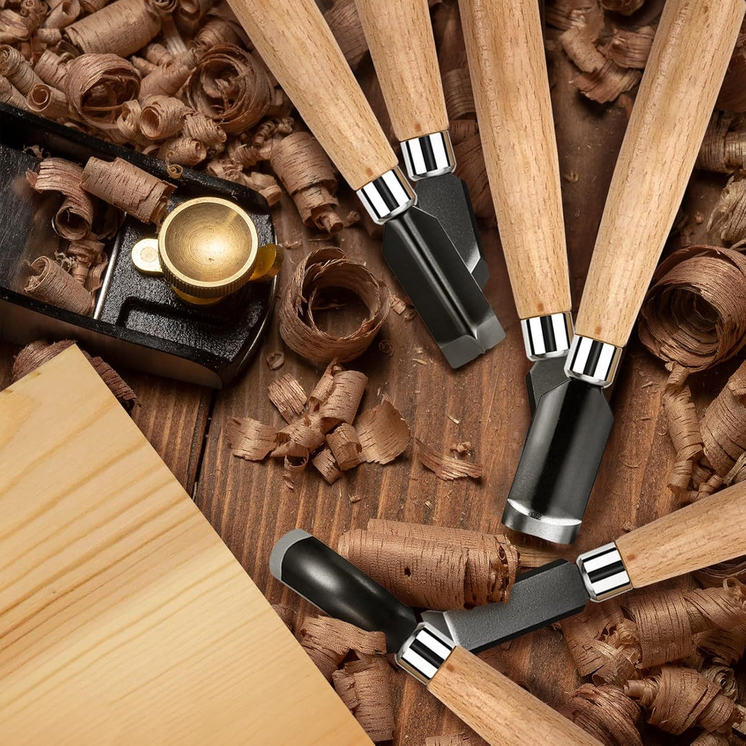Stechbeitel Set für Holz 6tlg Schnitzwerkzeug für Holz Stemmeisen HolzmeissEl Stecheisen Satz zur Ho