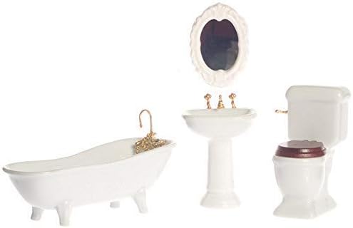 Puppenhaus Miniatur 1:12 Weisse Porzellan Damen Badezimmer Suite