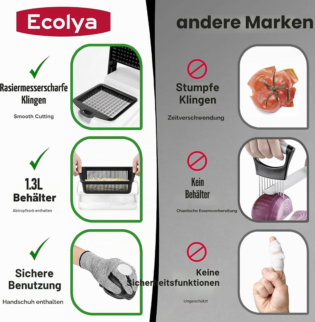 25 in 1 Multifunktionaler Zwiebelschneider Dicer, Spiralizer für Gemüse, Mandoline Hobel, Salat Food