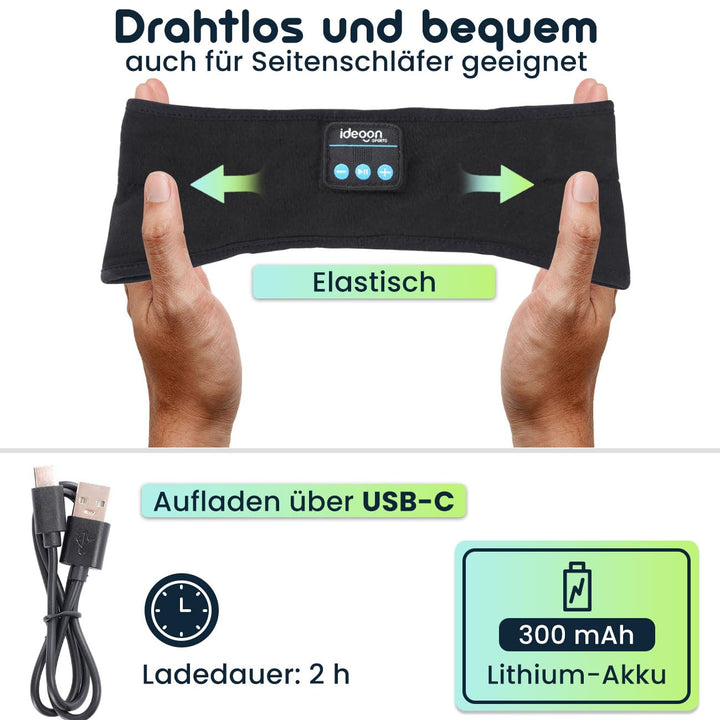ideoon Smartes Kopfhörer-Stirnband, Bluetooth 5.4, Freisprecher & Sprachsteuerung, schwarz: Ein bequ