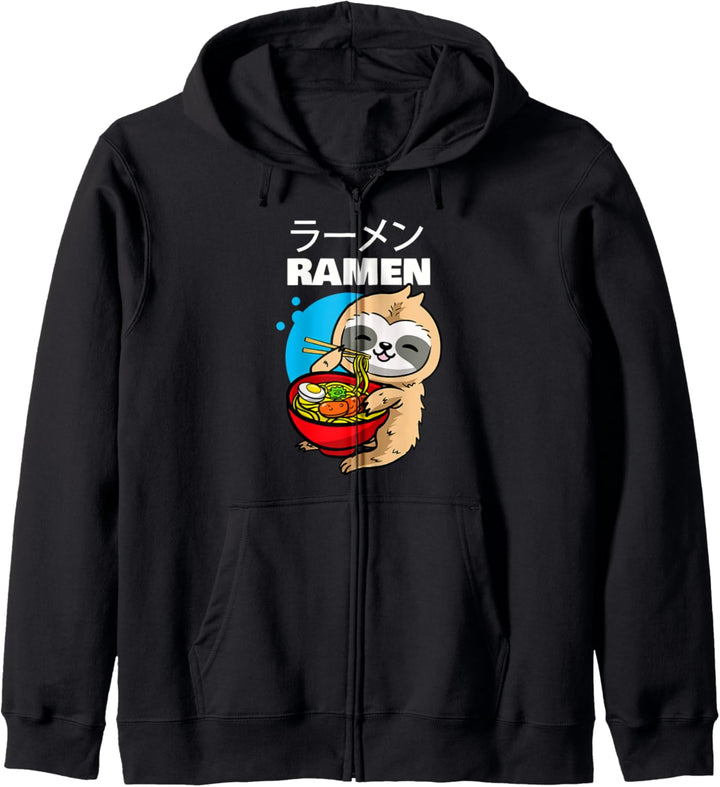 Kawaii Anime Faultier Essen japanische Ramen Nudelsuppe Kapuzenjacke