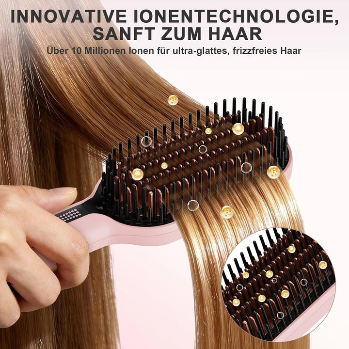 Glättbürste Ionen Haarglätter Bürste, iToncs Haarglättungsbürste 2 in 1, Anti-Verbrühungs & Speicher