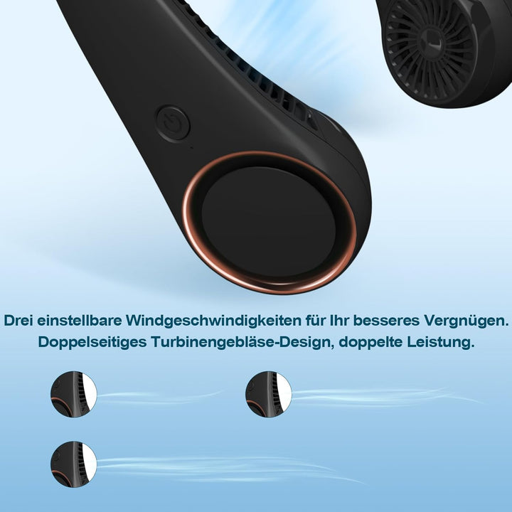 CIVPOWER Tragbarer Hals-Ventilator, händefrei, blattloser Ventilator, 360°-Kühlung, persönlicher Ven