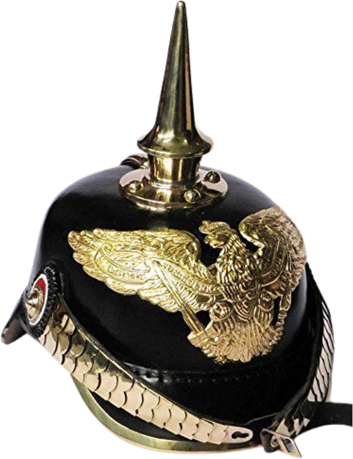 Brass German Pickelhaube Imperial Prussian Helmet - Leather by historicalmuseumstore