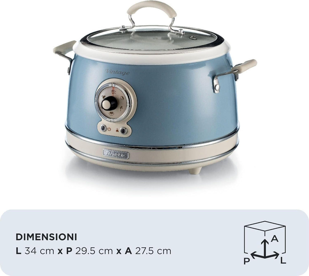 Ariete 2904, Rice Cooker, Reiskocher Slow Cooker, Dampfgarer, Vintage-Linie, 3,5 l, antihaftbeschich
