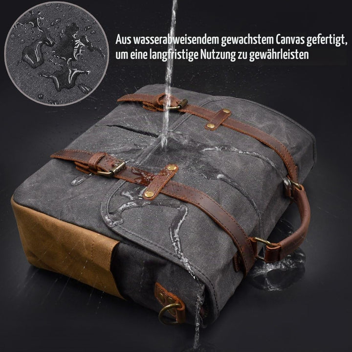 NEWHEY Herren Umhängetaschen Aktentasche Laptoptasche Wasserdichte Canvas Gross Arbeitstasche Messen