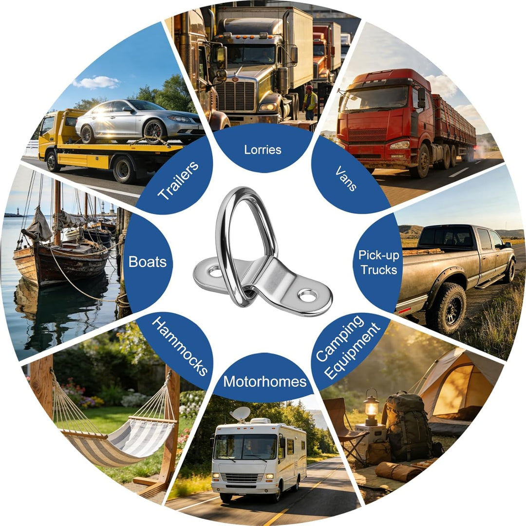 8 Stück D Ring Zurrösen Edelstahl Zurrösen für Anhänger D Rings Heavy Duty für LKW, SUVs, Anhänger,