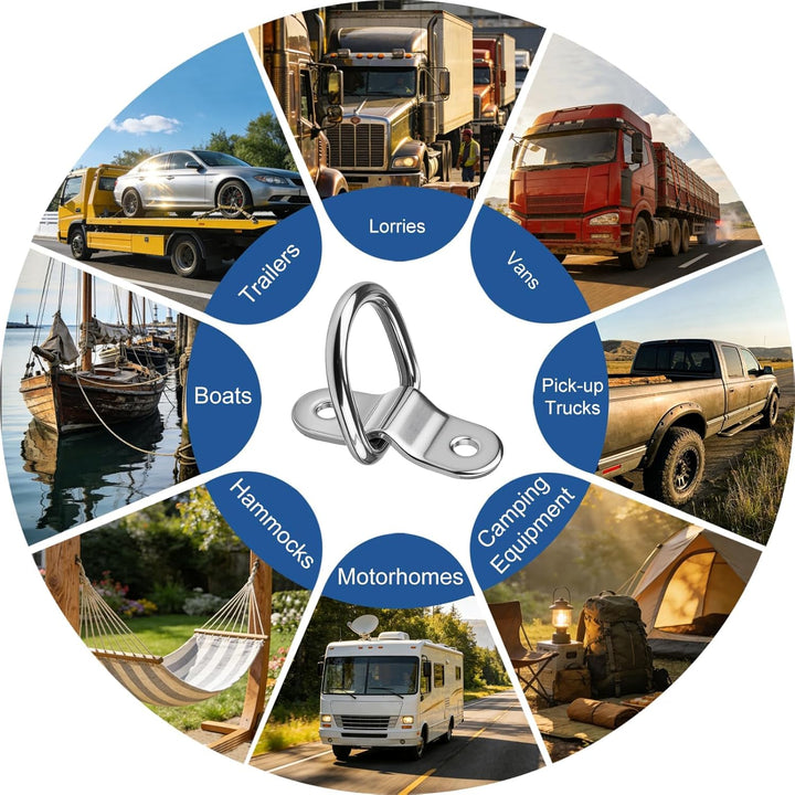 8 Stück D Ring Zurrösen Edelstahl Zurrösen für Anhänger D Rings Heavy Duty für LKW, SUVs, Anhänger,