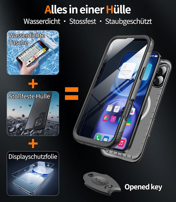 Cozycase TOP Militärschutz für iPhone 17 wasserdichte 360 Grad Hülle - 2m Sturzfest Panzerhülle Outd