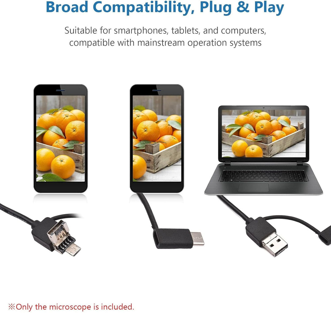USB-Digitalmikroskop 50X-1600X | 8 LED-Beleuchtung | 360-Grad-Drehständer | Android-Kompatibilität |