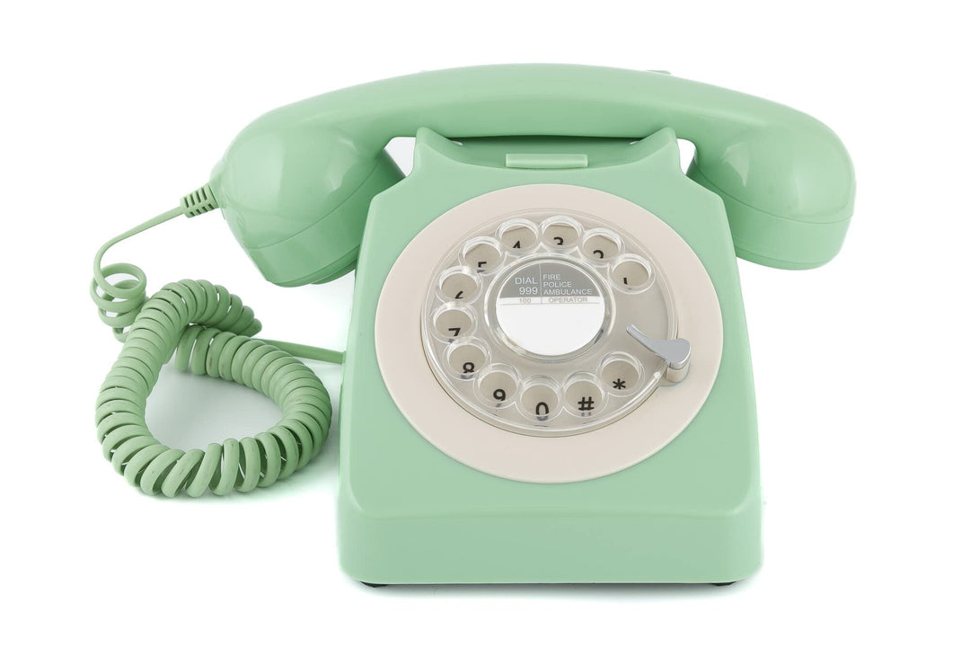 GPO 746ROTARYGREEN Retro Telefon mit Wählscheibe im 70er Jahre Design, Minzgrün
