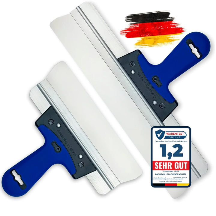 BACHSAM® Made in Germany hochwertige (runde Ecken) Flächenspachtel-Set 400mm und 250mm breit - Profi