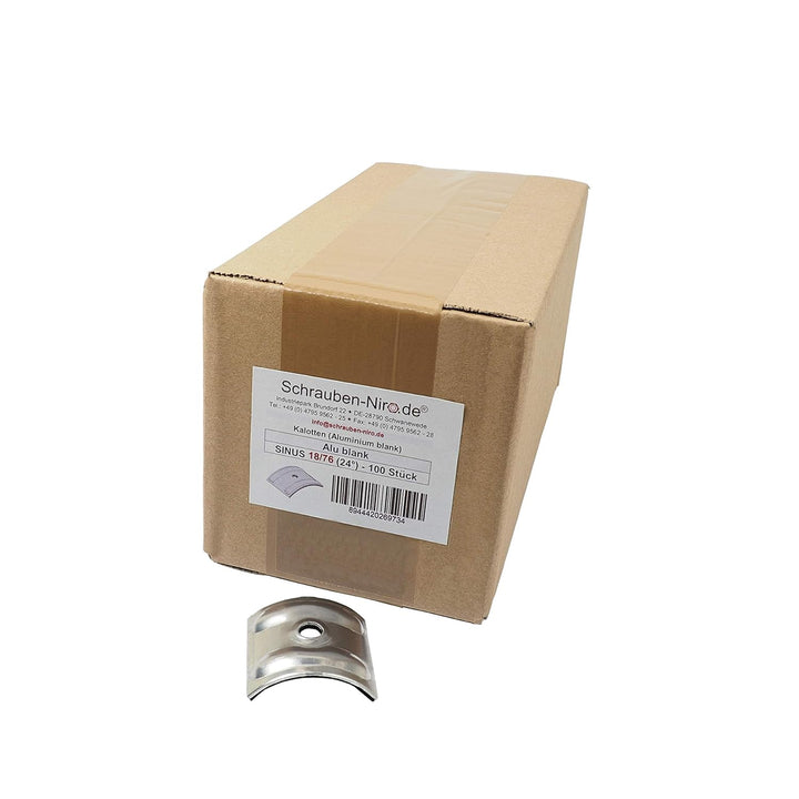200 Kalotten blank Aluminium 24° für Sinus Profil 76/18 Wellplatten Lichtplatten