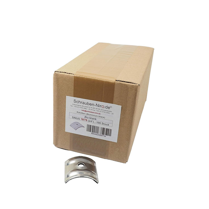 100 Kalotten blank Aluminium 24° für Sinus Profil 76/18 Wellplatten Lichtplatten