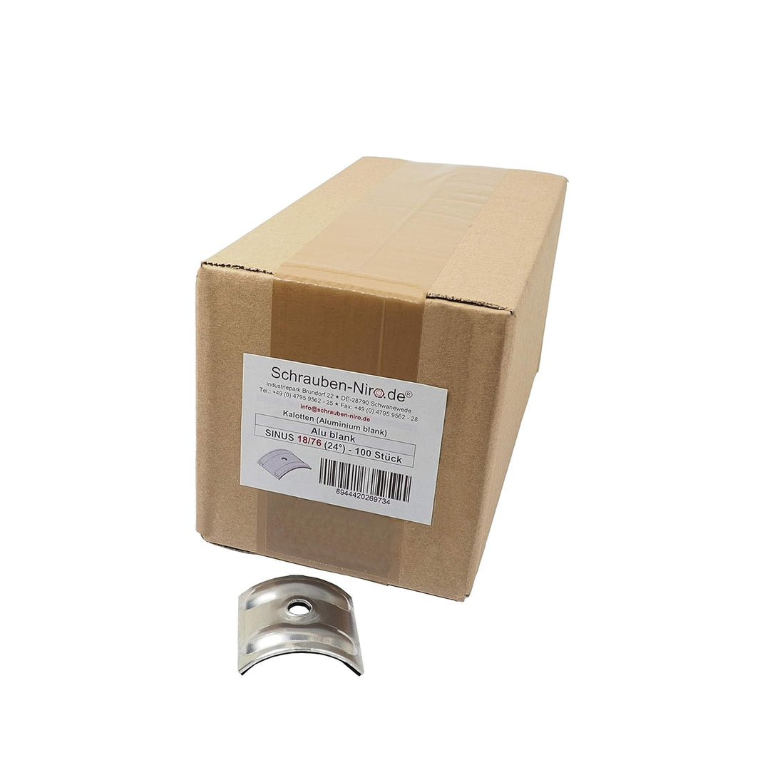 1000 Kalotten blank Aluminium 24° für Sinus Profil 76/18 Wellplatten Lichtplatten