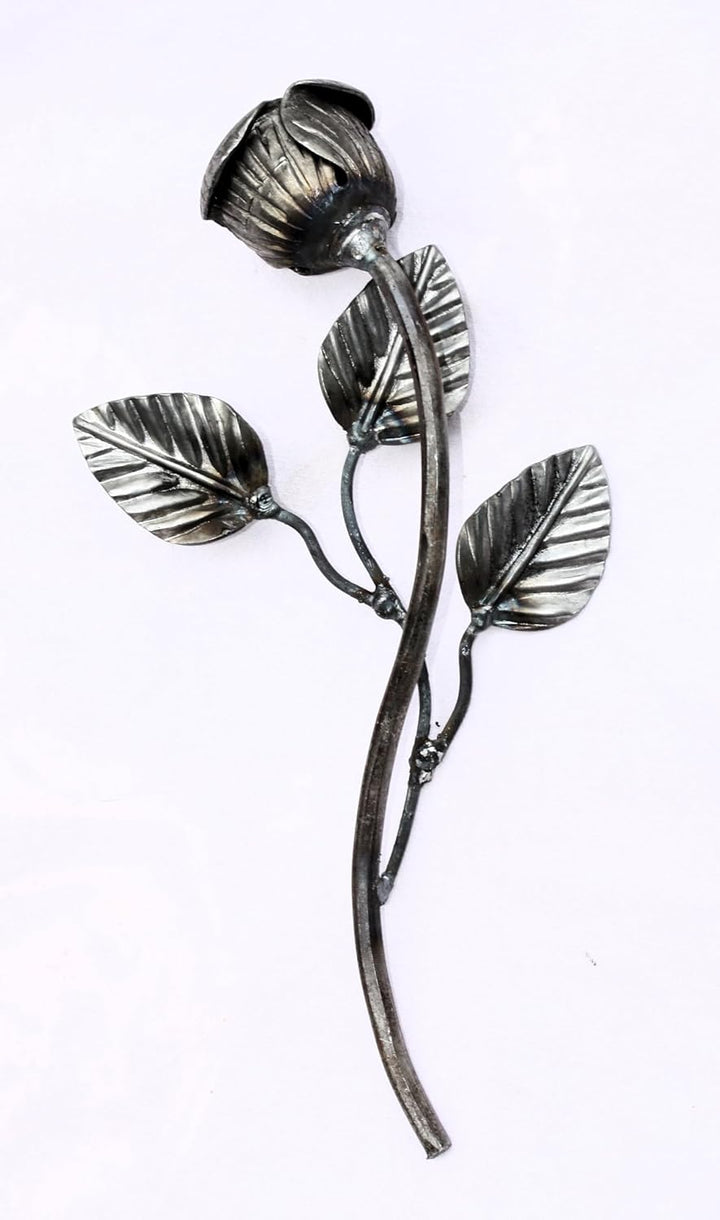 Schmiedeeisen Rose, Zierblume aus Stahl, Gartendeko (Geschwungen 24cm lang), Geschwungen 24cm lang