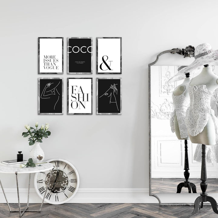 Novart Wandbilder Set - KOMPLETT AUFHÄNGFERTIG - Made in Germany - Moderne Bilder Coco Wohnzimmer Mä