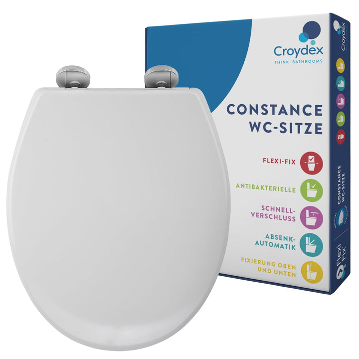 Croydex T.Seat SC Flex Fit WHT WL601722H, Kunststoff, weiss, 43 x 38 x 5 cm Standard Slow Close, Sta