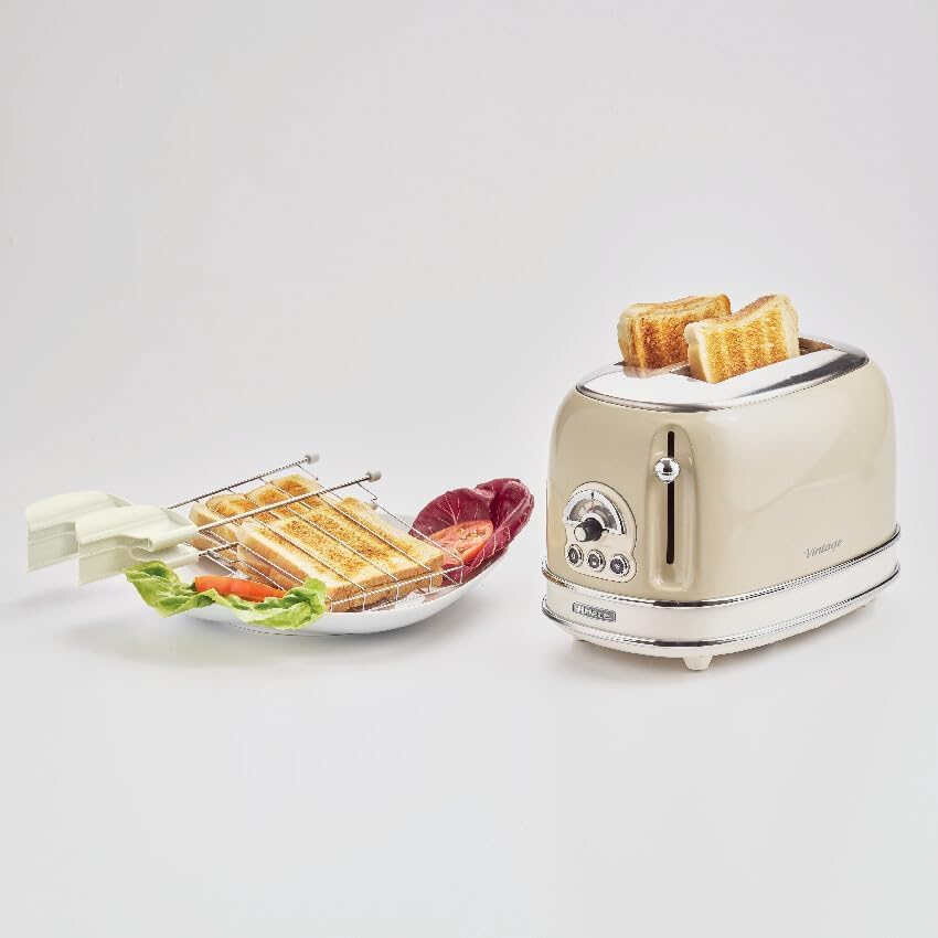 Ariete, 0155CR, Design-Toaster für zwei Scheiben, sechs Toaststufen, 810 W, Gehäuse aus Edelstahl, h