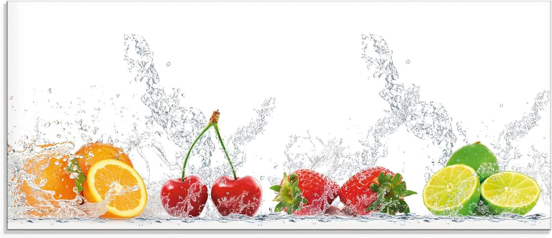 ARTland Spritzschutz Küche aus Alu für Herd Spüle 120x50 cm (BxH) Küchenrückwand mit Motiv Essen Obs
