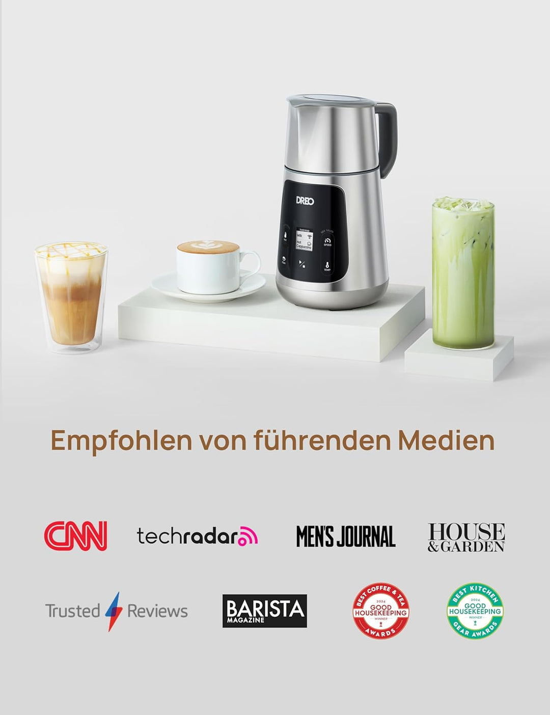 Dreo Milchaufschäumer Elektrisch [Verbessert], All-in-1 450ml Elektrischer Milchschäumer für Latte,