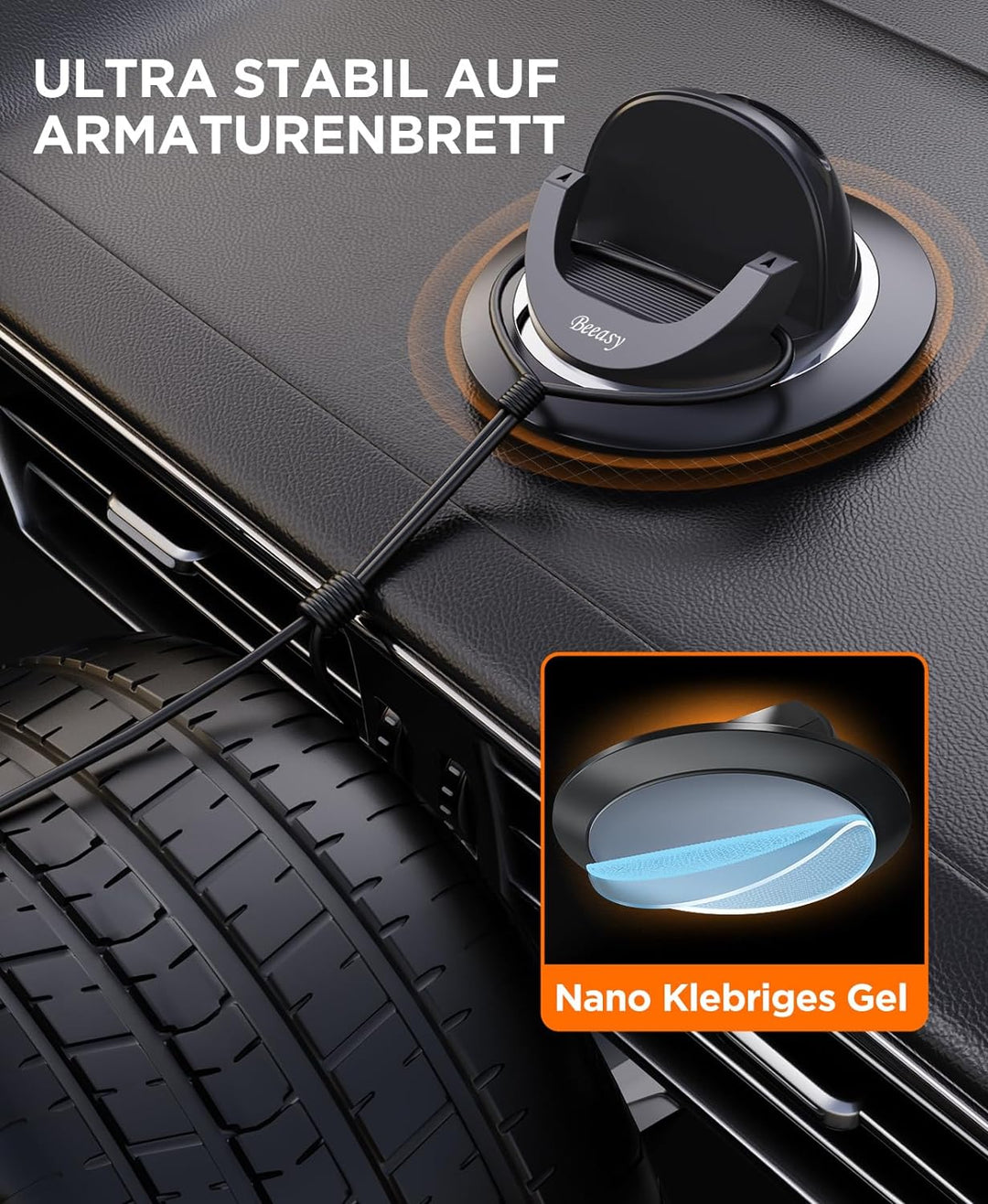Beeasy Handyhalterung Auto, Handy Halterung Auto Armaturenbrett Kfz Handyhalter 360° Drehbar Autohal
