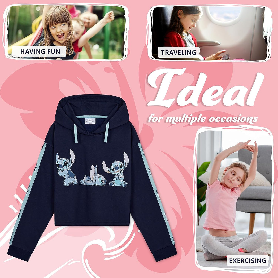 Disney Stitch Kapuzenpullover Mädchen Cropped Hoodie Kinder Teenager 7-14 Jahre - Hoodie Mädchen Ges