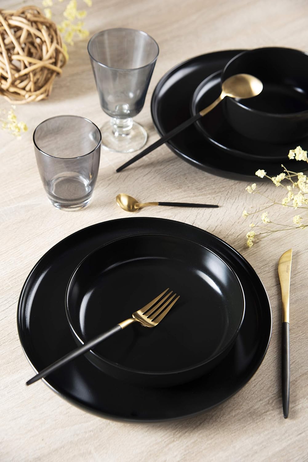 Excelsa 65861, Nordic" Tafelservice 12-teilig, Keramik, Schwarz