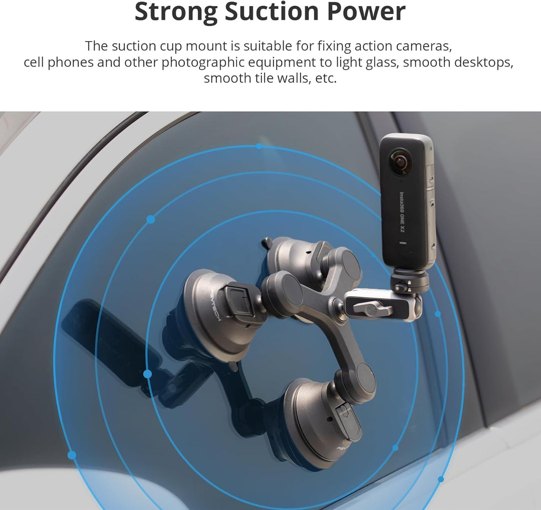 PGYTECH CapLock Dreifach-Saughalterung für DJI OSMO Action 4/3/2, Gopro Hero 12/11/10/9 mit 1/4"-20