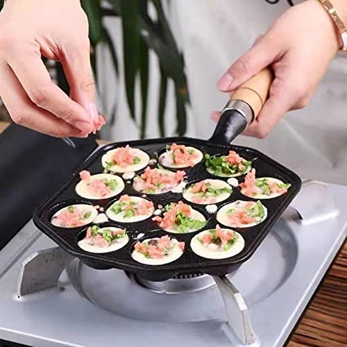 14-Loch-Takoyaki-Pfanne, Antihaftbeschichteter Gusseisen-Oktopus-Fleischbällchen-Maker mit Abnehmbar