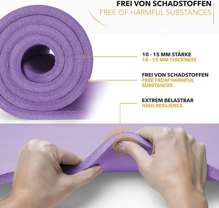 TRESKO Yogamatte Phthalatfrei - Gymnastikmatte rutschfest, Pilatesmatte Fitnessmatte mit Tragegurt,
