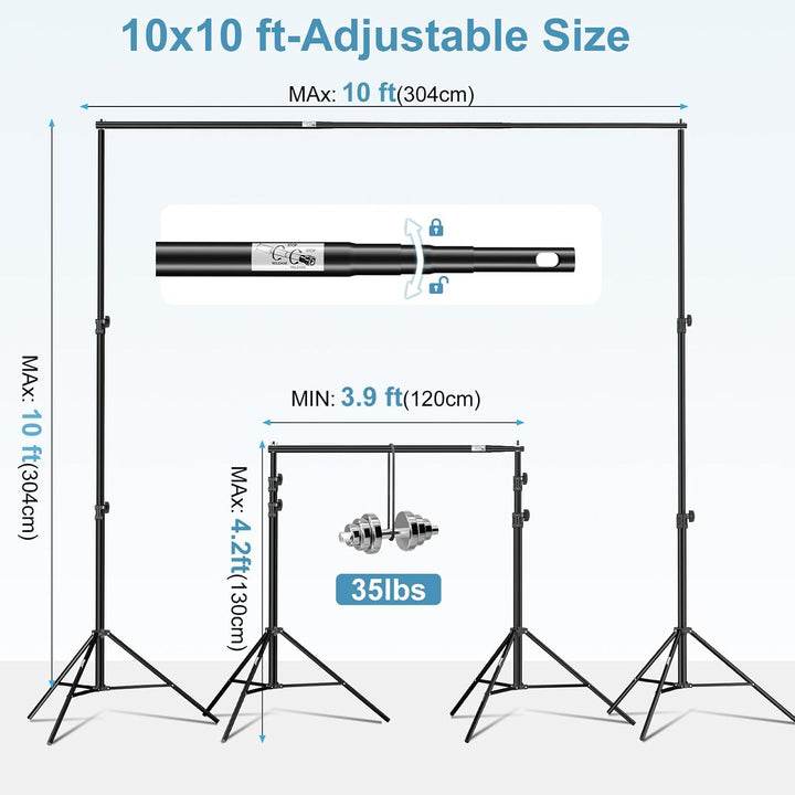 EMART Studio Hintergrund Ständer 3x3m, Professionelles Hintergrundsystem Fotografie Heavy Duty Hinte